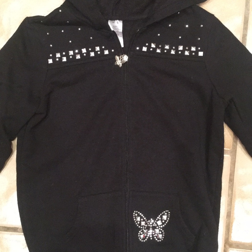 HIS International Zip black jacket girls size 7/8